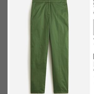 JCrew Cuffed Kate green Pants 10 High Rise Straight Leg Trouser  Flat Front